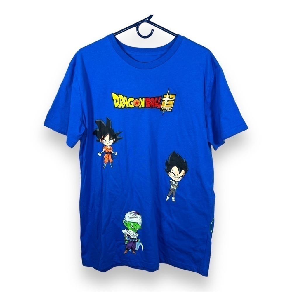 NWOT LARGE MENS DRAGON BALL Z TEE BLUE COLORFUL GRAPHIC PRINT SHORT SLEEVE